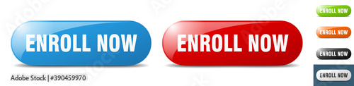 enroll now button. key. sign. push button set