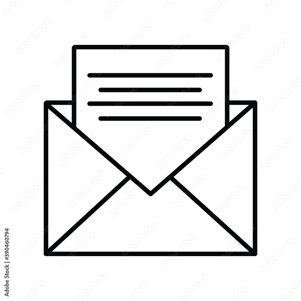 envelope with letter line icon envelope with letter line icon