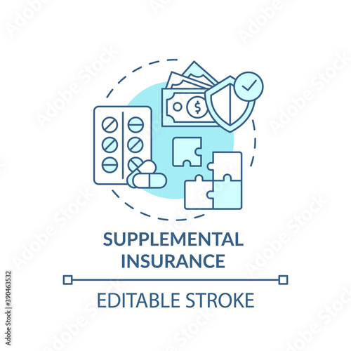 Supplemental insurance concept icon. Disability insurance types. Different financial compensation types idea thin line illustration. Vector isolated outline RGB color drawing. Editable stroke