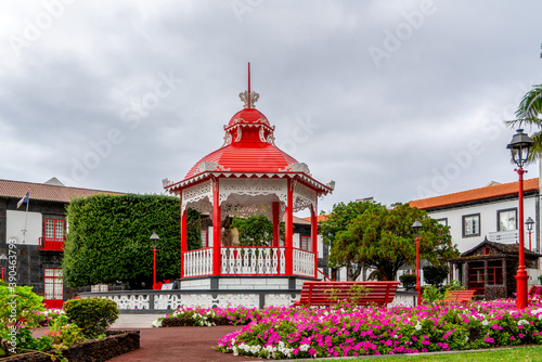 Azores, Island of Sao Jorge. The Jardim da Republica in the town of Velas is a public square photo