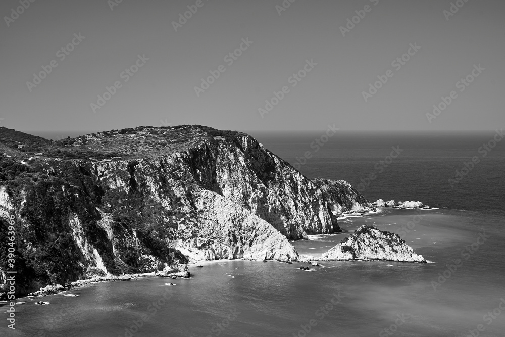 Rocky coast at Petani Bay on the island of Kefalonia