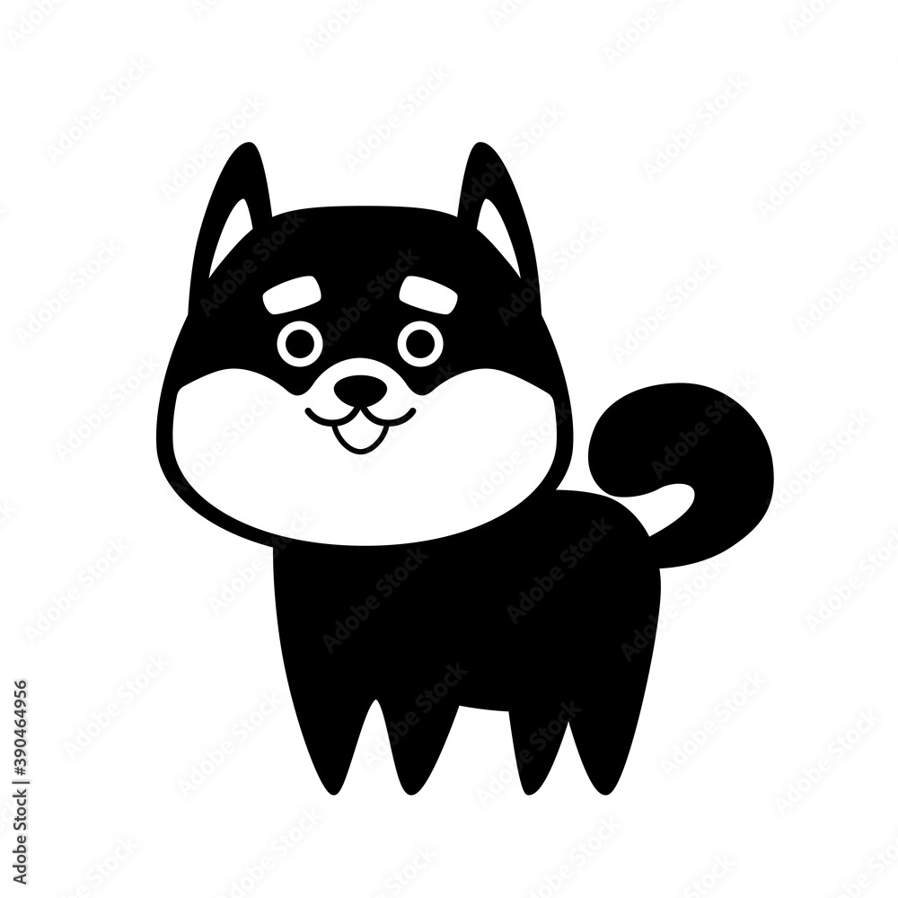 Black silhouette Shiba Inu dog. Flat design for card or t-shirt. Vector illustration Black silhouette Shiba Inu dog. Flat design for card or t-shirt. Vector illustration