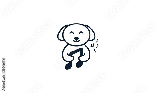 dog with note music lines  logo vector icon design