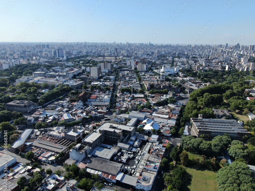 Vista aérea de la zona sureste de la ciudad de Buenos Aires.