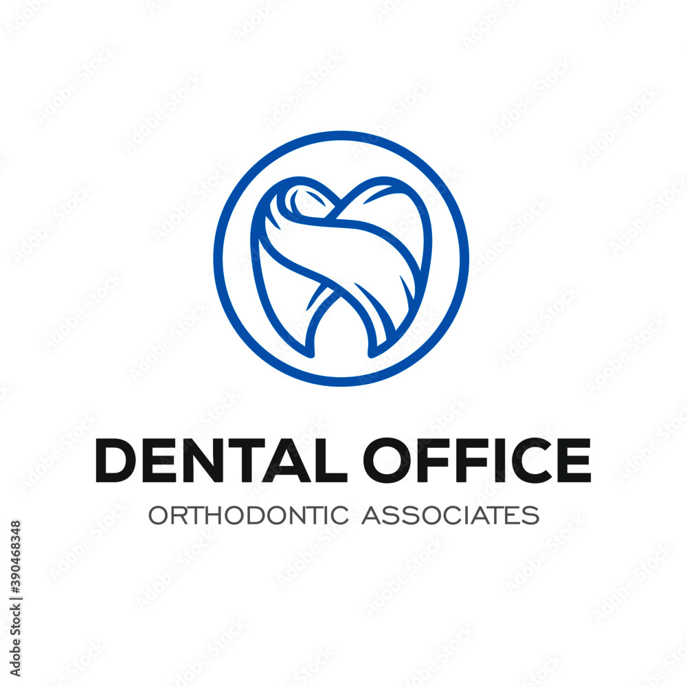 Naklejka Dental Clinic Logo Design Dentist Logo Tooth abstract Linear Dentist stomatology