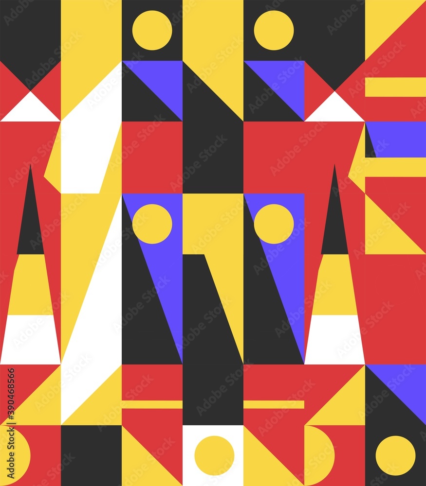 Obraz premium Classic retro geometric wallpaper inspired by bauhaus design. Vector background EPS 8.