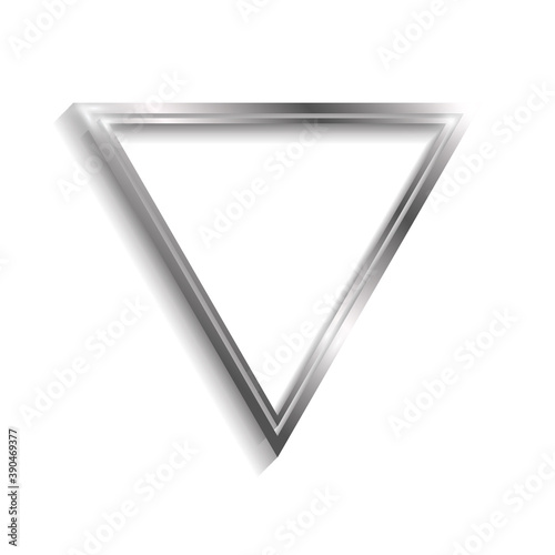 Silver triangle double frame with shadows and highlights isolated on a white background.