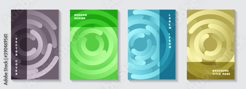 Corporate booklet title pages set. Minimal newsletter gradient circles twist vector backgrounds. 