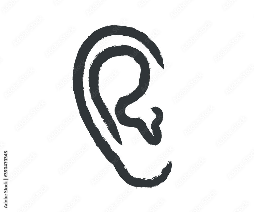 Ear on a white background. Symbol. Vector illustration. Ear on a white background. Symbol. Vector illustration.
