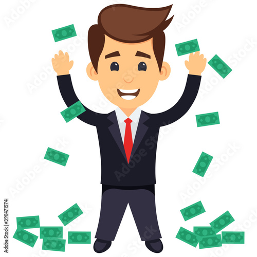 
A person involved in business, businessman 
