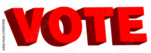 Vote. Election. Red 3D text, isilated on white background. Vector image.  photo