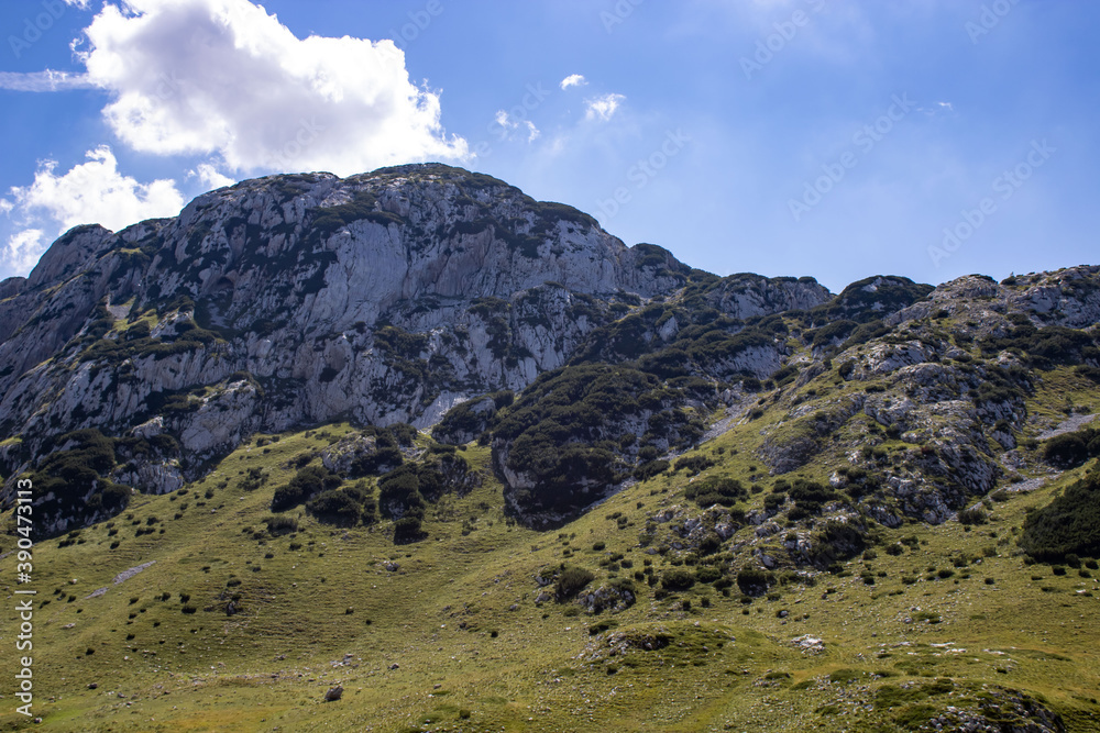 Fantastic mountains of Montenegro. Picturesque mountain landscape of Durmitor National Park, Montenegro, Europe, Balkans, Dinaric Alps, UNESCO World Heritage Site. 