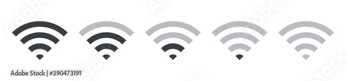 Wi-fi web icon set. Internet connection symbols. Vector flat design sign. Wireless technology group of objects.