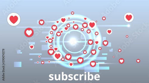 Abstraction with likes and hearts  Streaming preview template  3d love  happy live  social media concept