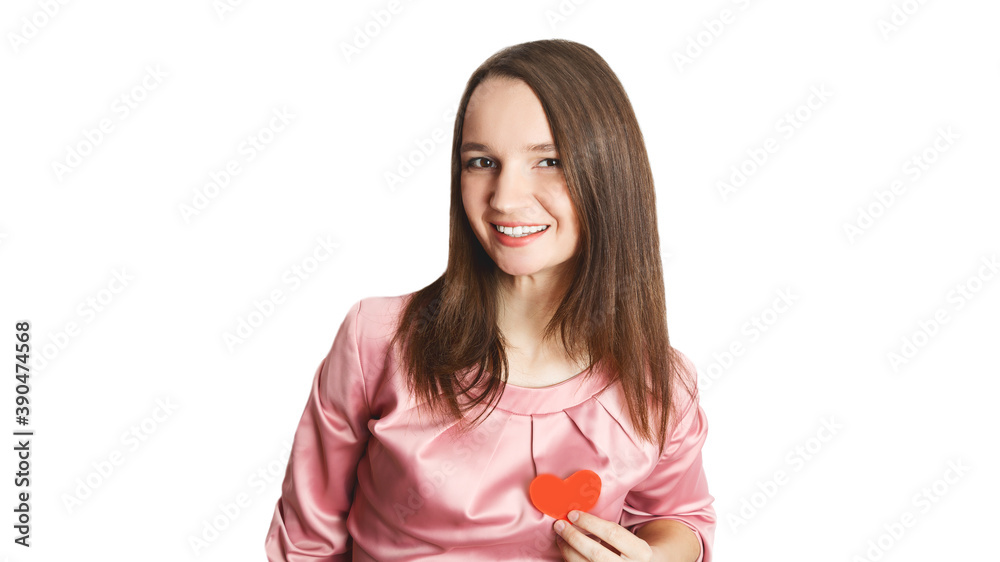 Valentine's Day. Beautiful young woman with paper hearts in her hand . White background. love concept Valentine's Day. Beautiful young woman with paper hearts in her hand . White background. love concept