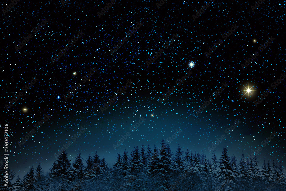 Christmas colorful abstract stars sky. Christmas background.
