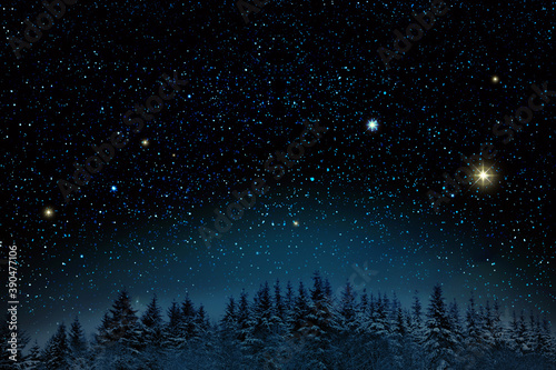 Christmas colorful abstract stars sky. Christmas background.