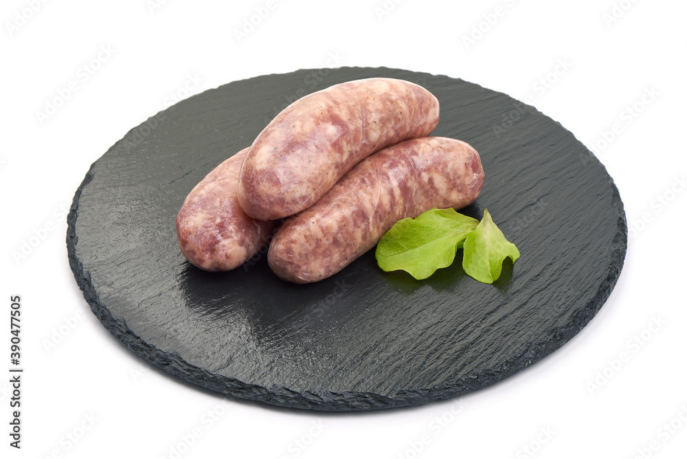 Raw pork Sausages, isolated on white background Raw pork Sausages, isolated on white background