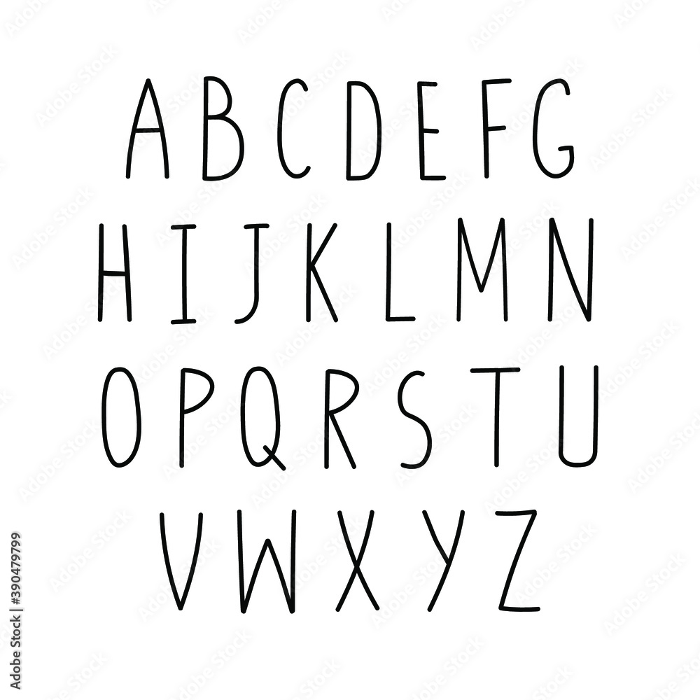 A set of hand written letters. Doodle alphabet. A set of hand written letters. Doodle alphabet.