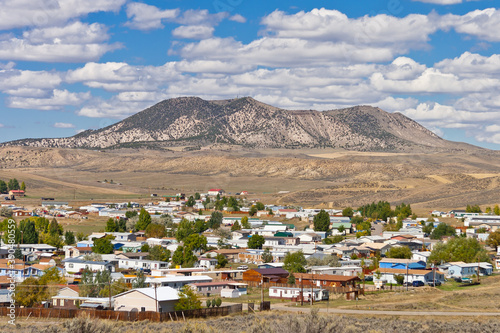 Town of Craig Colorado  with Cedar Mountain in the backdrop, Moffatt County, Colorado photo