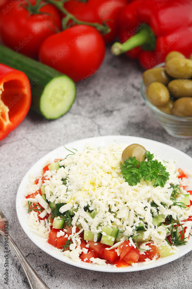 Shopsky salad - national Bulgarian dish Shopsky salad - national Bulgarian dish