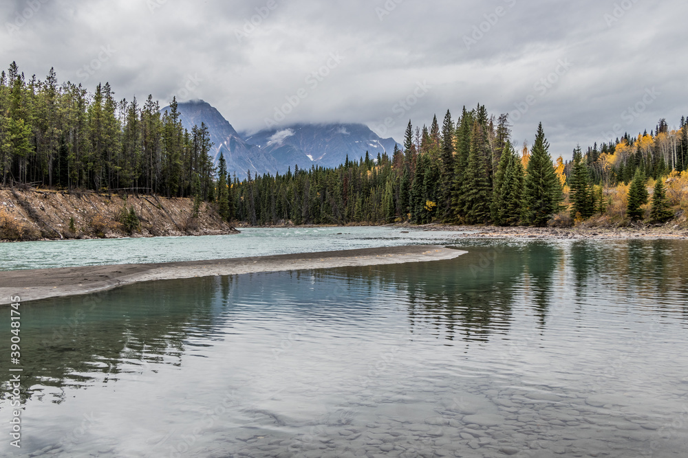 River and mountain view in Jasper National Park