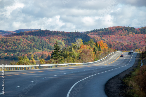 road in autumn on the Trans-Canada Highway in the Algoma District of Ontario  Canada