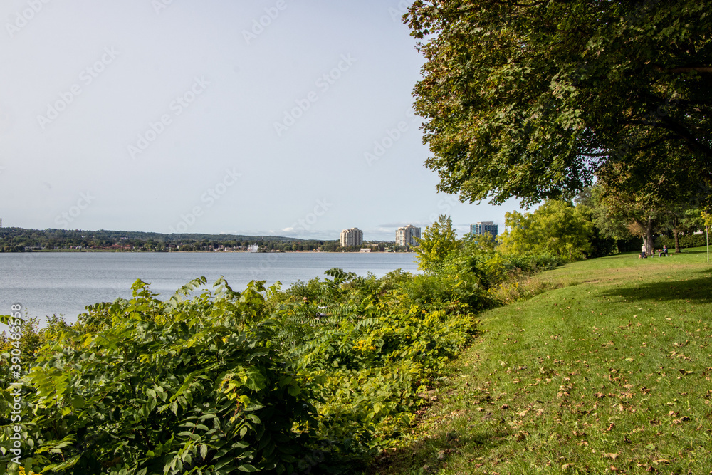 View of the city of Barrie, Ontario from the waterfront park
