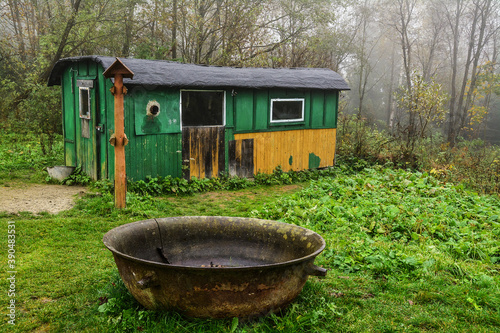 Fototapeta Naklejka Na Ścianę i Meble -  Old huts in the Bieszczady Mountains, Poland