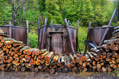 Fototapeta Naklejka Na Ścianę i Meble -  Charcoal kilns (Retorty) in the Bieszczady Mountains, Poland