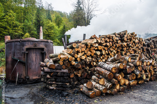 Fototapeta Naklejka Na Ścianę i Meble -  Charcoal kilns (Retorty) in the Bieszczady Mountains, Poland