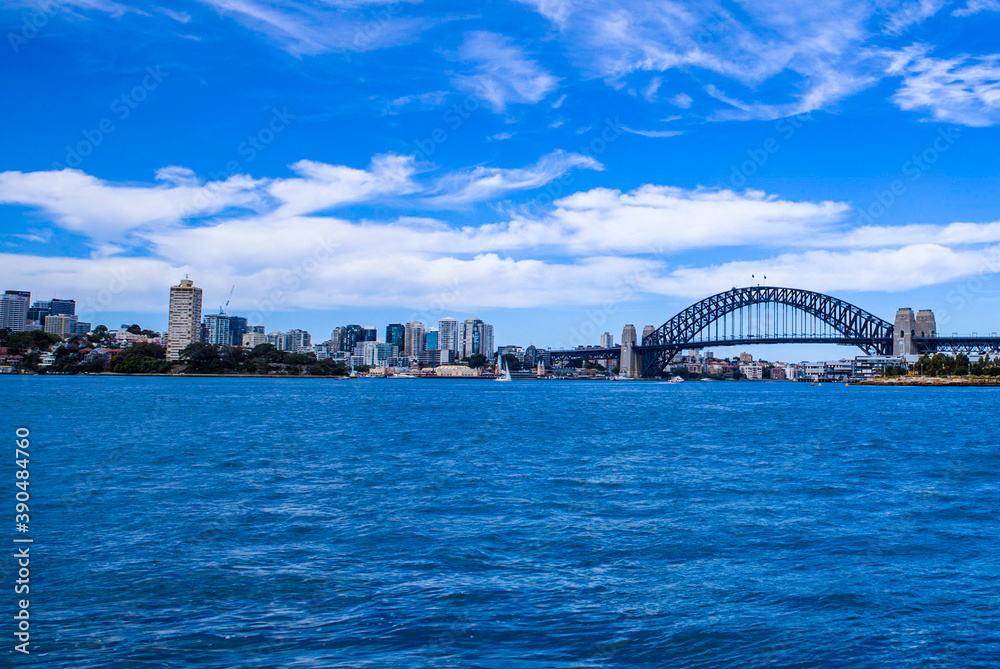 Fototapeta premium Camera Shutter Long Exposure view of Sydney Harbour Bridge viewed from Balmain wharf