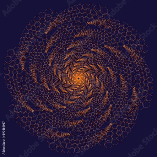 Dotted Halftone Vector Spiral Pattern or Texture with Ellipses