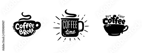 Set of coffee quotes graphics, logos, labels and badges.