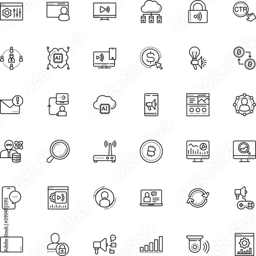 internet vector icon set such as: community, financial, meter, tv, refresh, touchscreen, stylish, zoom, urgent, computer-based training, processing, creativity, spy, affiliate, cycle, smartphone