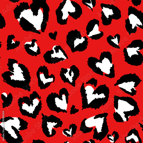 Leopard pattern. Seamless vector print. Abstract repeating pattern - heart leopard skin imitation can be painted on clothes or fabric.