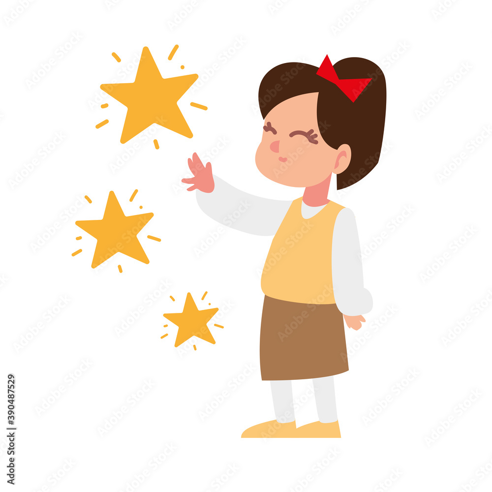 christmas people, cute little girl with stars celebrating season party christmas people, cute little girl with stars celebrating season party