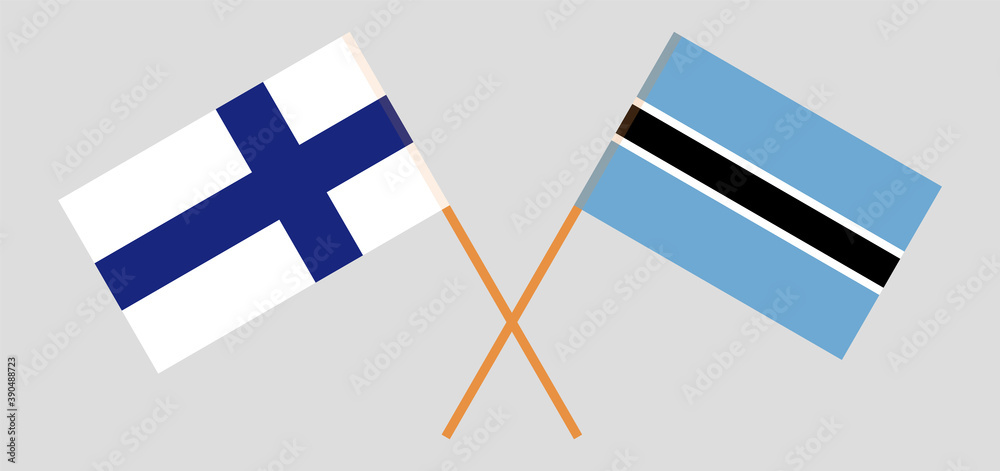 Crossed flags of Botswana and Finland