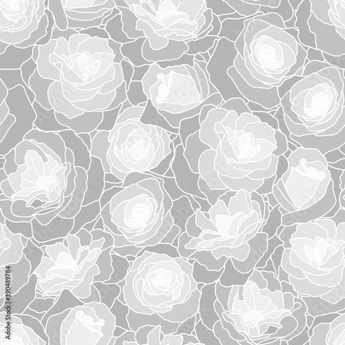 Vector seamless pattern with roses. Beautiful design for wrapping paper, textile, wallpaper, stationery