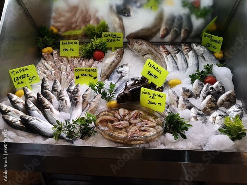 fresh fish market stall
