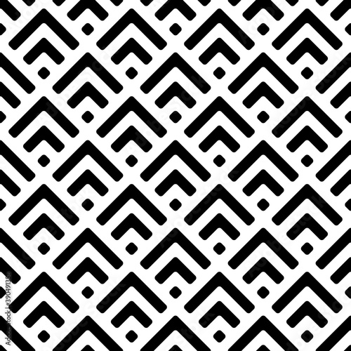 Seamless pattern. Chevrons, squares ornament. Brackets, checks wallpaper. Curves, polygons illustration. Geometric background. Folk motif. Textile print, web design, abstract backdrop. Vector art.
