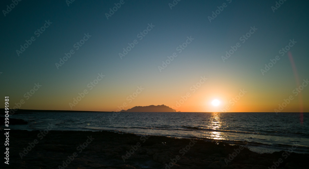 Nice sunset colors at Cala Pozzo, in the west part of Favignana one of the Egadi island of Sicily