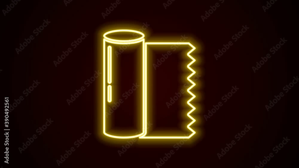 Glowing neon line Textile fabric roll icon isolated on black background. Roll, mat, rug, cloth, carpet or paper roll icon. 4K Video motion graphic animation Glowing neon line Textile fabric roll icon isolated on black background. Roll, mat, rug, cloth, carpet or paper roll icon. 4K Video motion graphic animation
