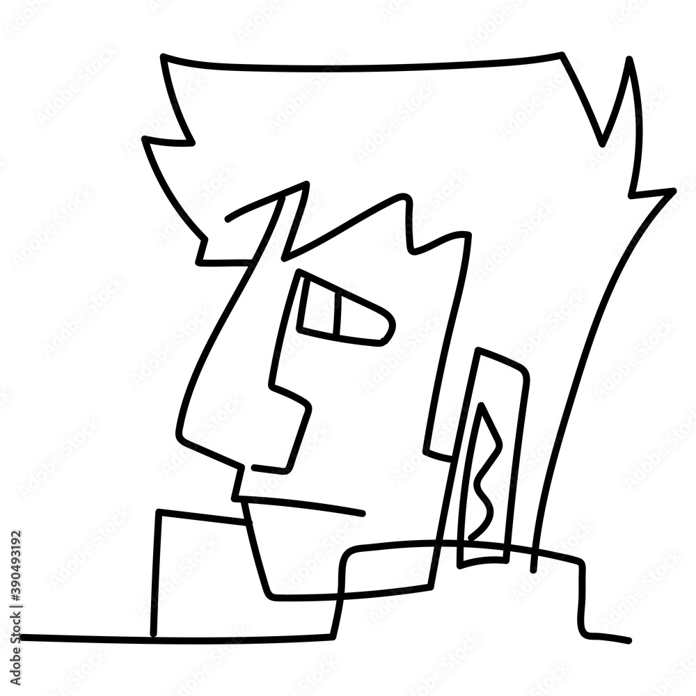 man head profile continuous line style man head profile continuous line style