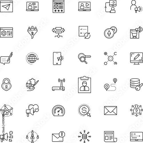 internet vector icon set such as: postal, editable stroke, address, wifi, trend, sound, compliance, computer-based, gauge, discovery, switch, growth, conversion, course, safety, link, no, secret