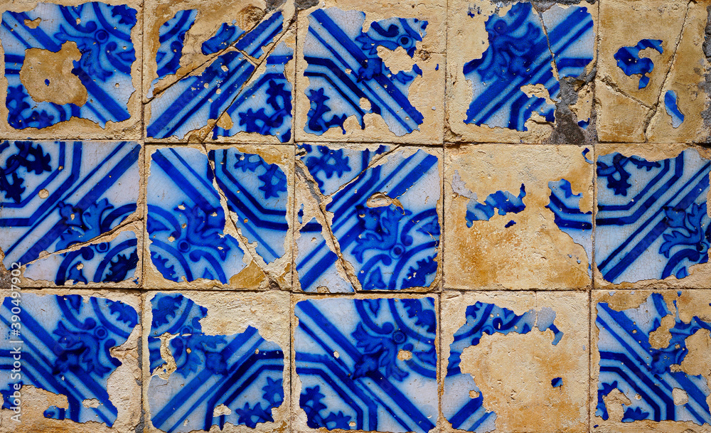 Ancient tiles pattern in Ouro Preto, Brazil 