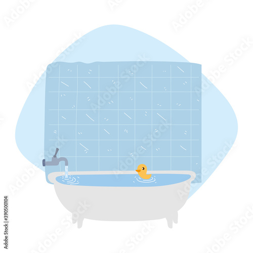 bathroom with bathtub rubber duck design