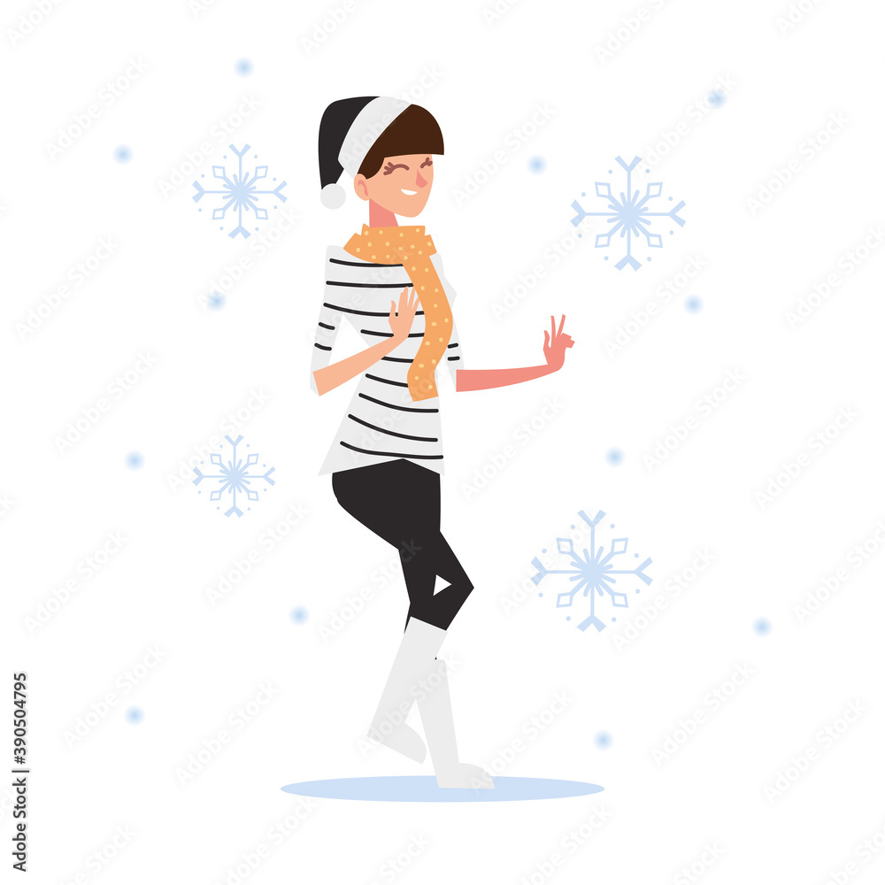 christmas people, young woman with hat and scarf season winter celebration christmas people, young woman with hat and scarf season winter celebration