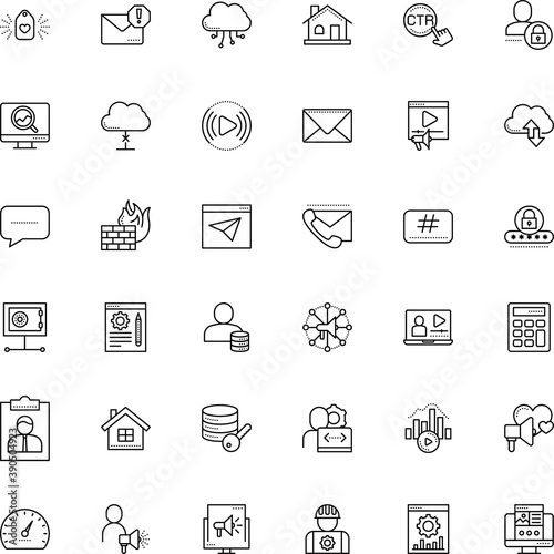 internet vector icon set such as: programmer, map, industrial, insurance, employer, mockup, clipboard, contractor, connect, art, html, advertisement, labor, project, chart, portal, hashtag, open