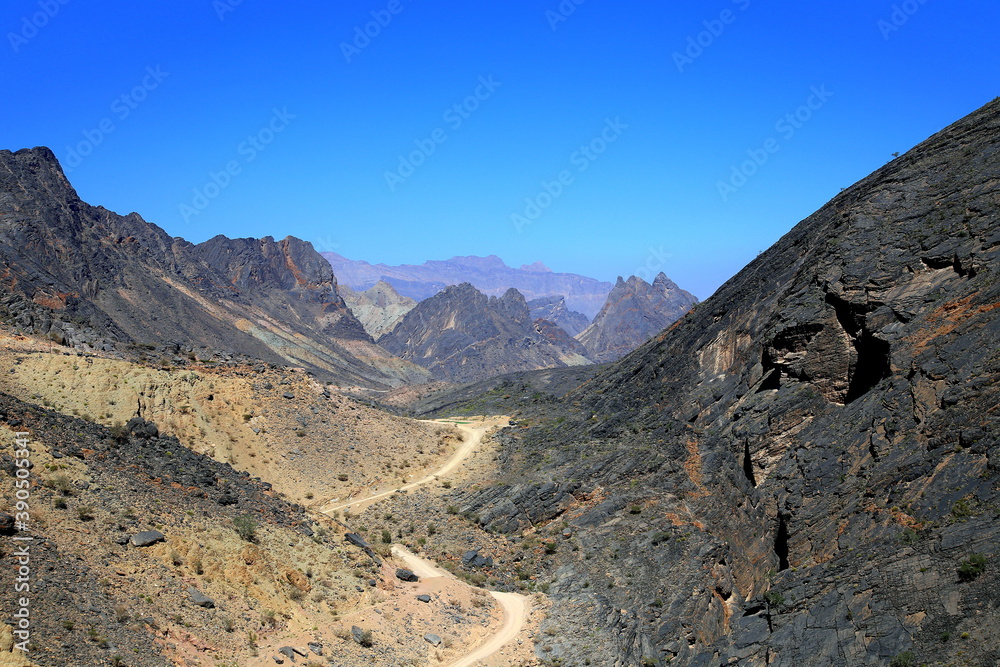 Wadi Bani Awf's landscape mountains and colors, Al Rustaq, South Batinah Governorate of Oman